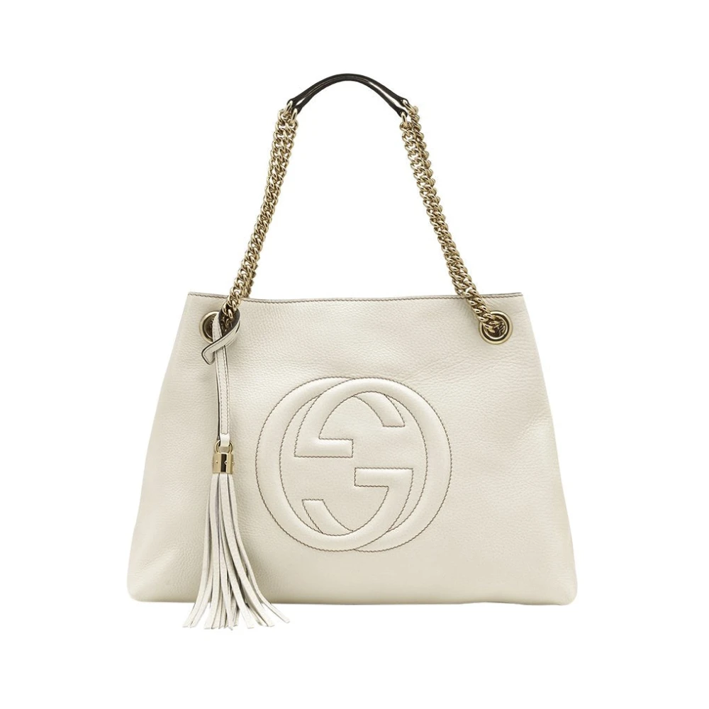 Gucci Soho Leren Schoudertas met Kwastje White Dames