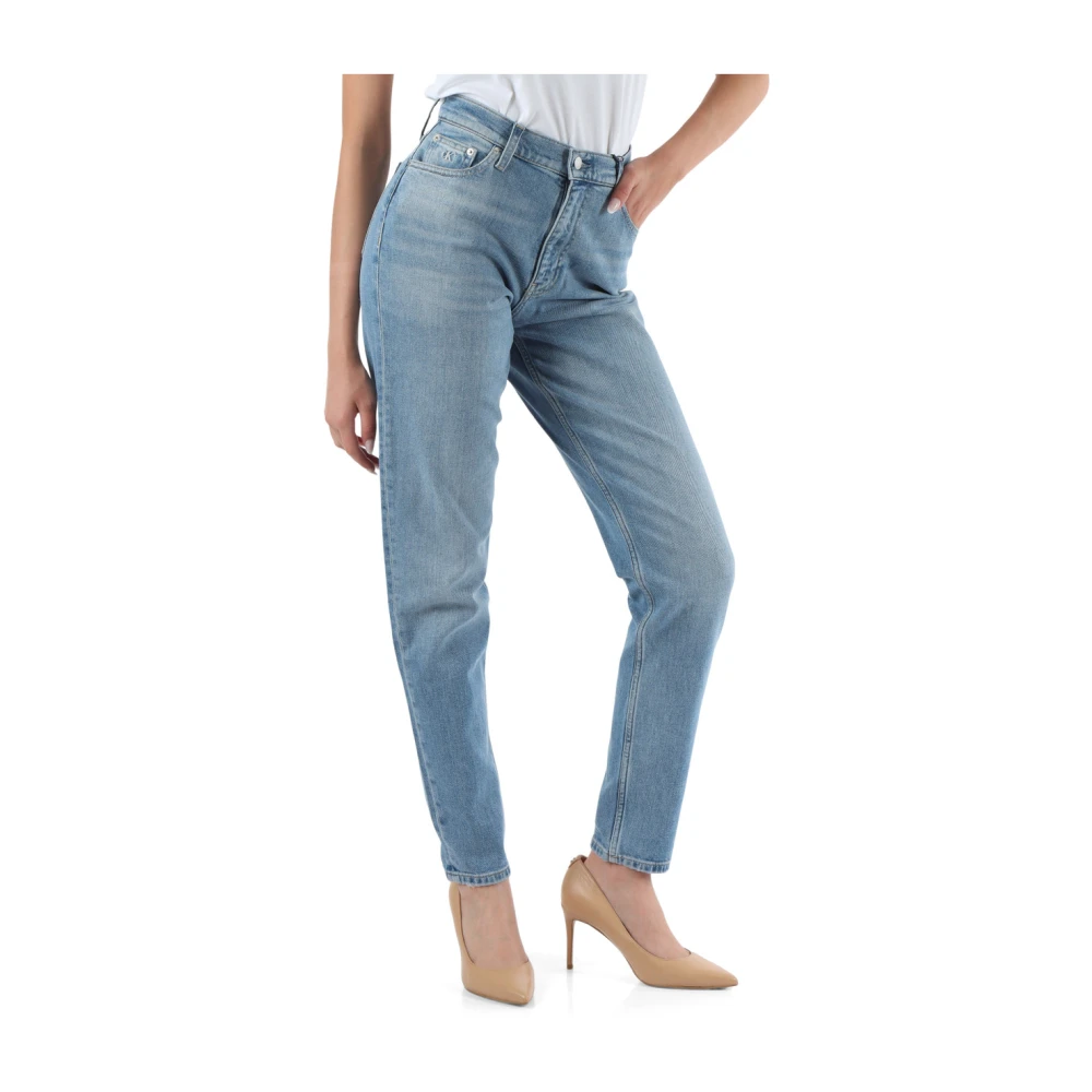 Calvin Klein Jeans Mom Fit Jeans met Vijf Zakken Blue Dames