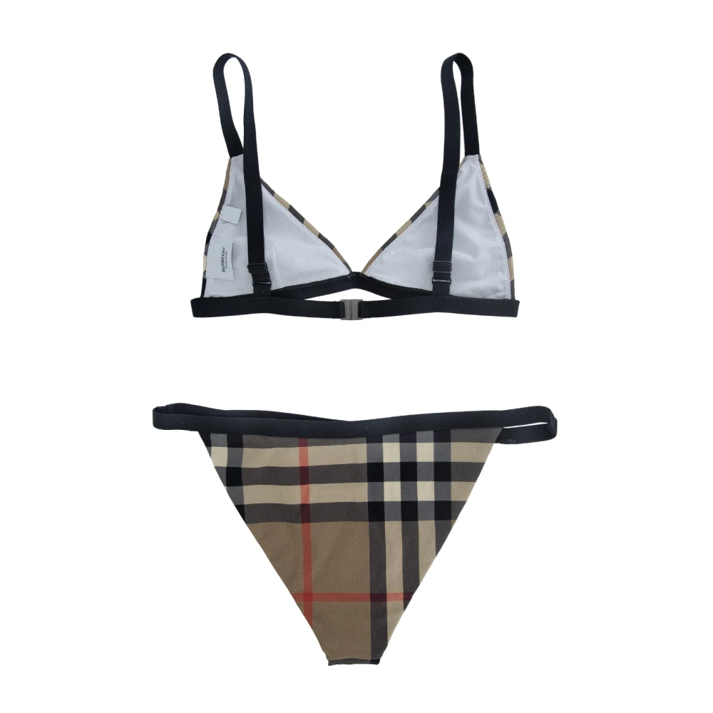 Burberry Geruite Bikini Set met Haak Beige Dames