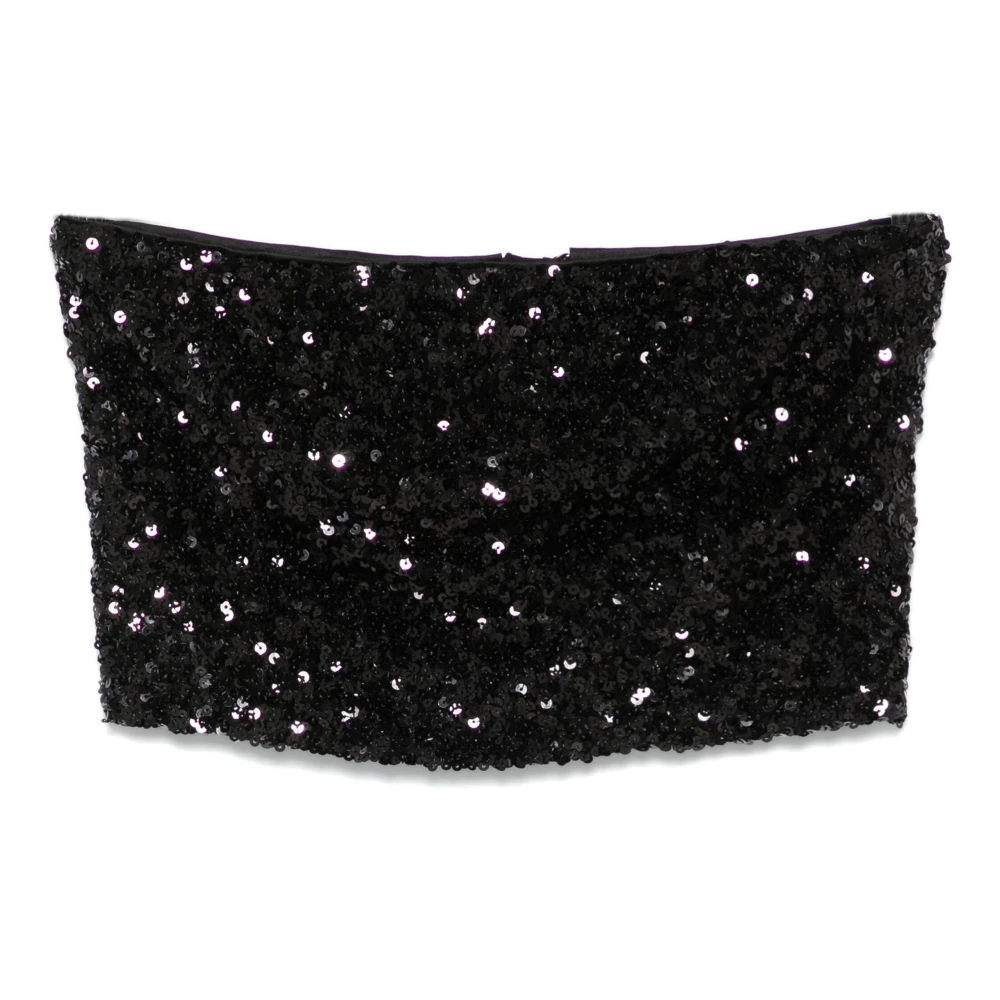 Rotate Birger Christensen Zwarte Pailletten Crop Top Black Dames