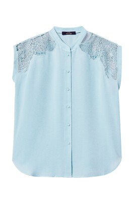 blue-collarless-cap-sleeve-shirts
