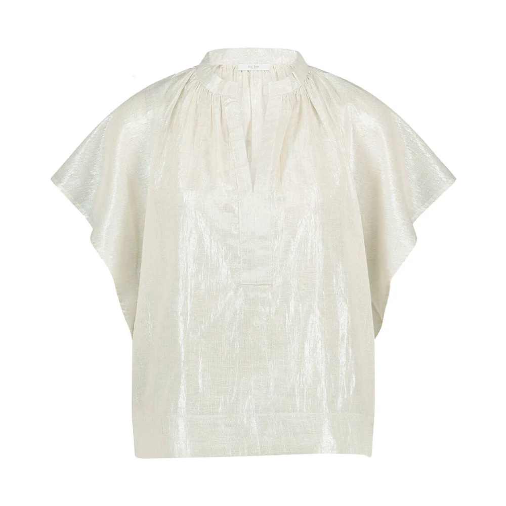 By-Bar Lurex Blouse Korte Mouw Vina Gray Dames