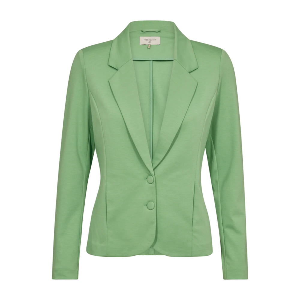 Freequent Groene Jersey Blazer met V-hals Green Dames
