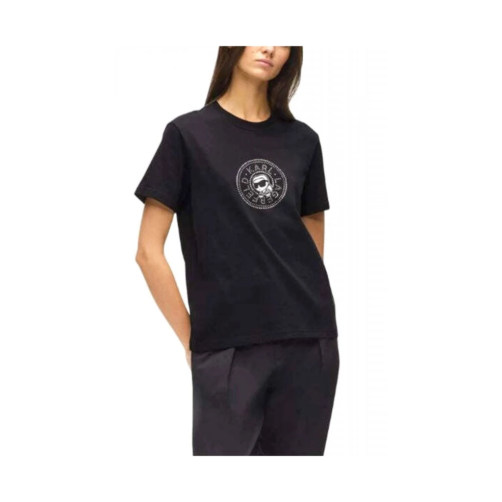 Karl Lagerfeld Black Ikon Circle T-Shirt - Female - T-Shirts - M - Tops