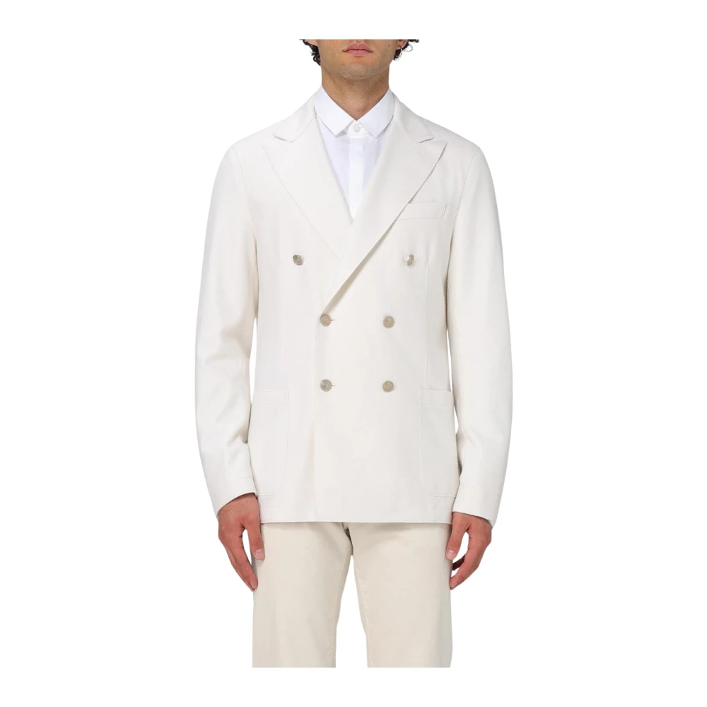 Eleventy Men's Beige Blazers, L, Ivory Wool Blazer