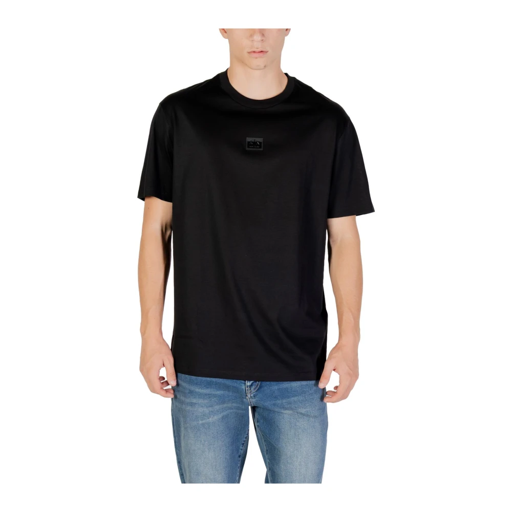 Armani Exchange Uomo Nero Maglietta In Cotone Nera Per