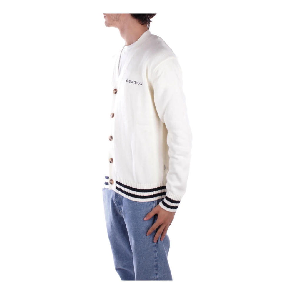 Guess Witte Cardigan met Logo en Knoopsluiting White Heren