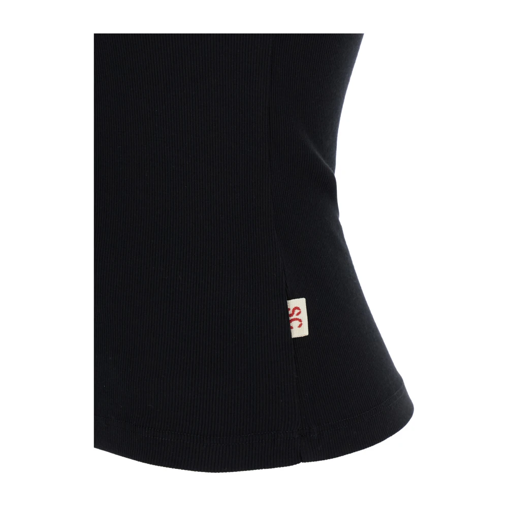 Semicouture Geribbeld katoenen top in zwart Black Dames