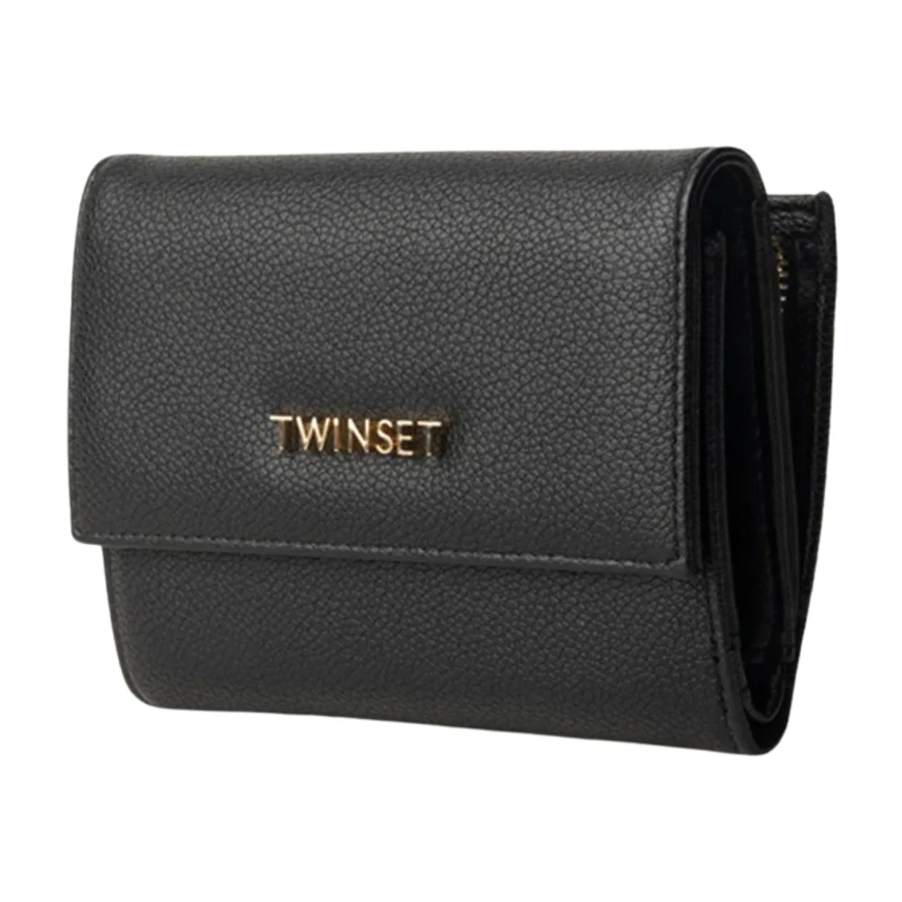 Twinset Zwarte Portemonnees met Metalen Logo Black Dames
