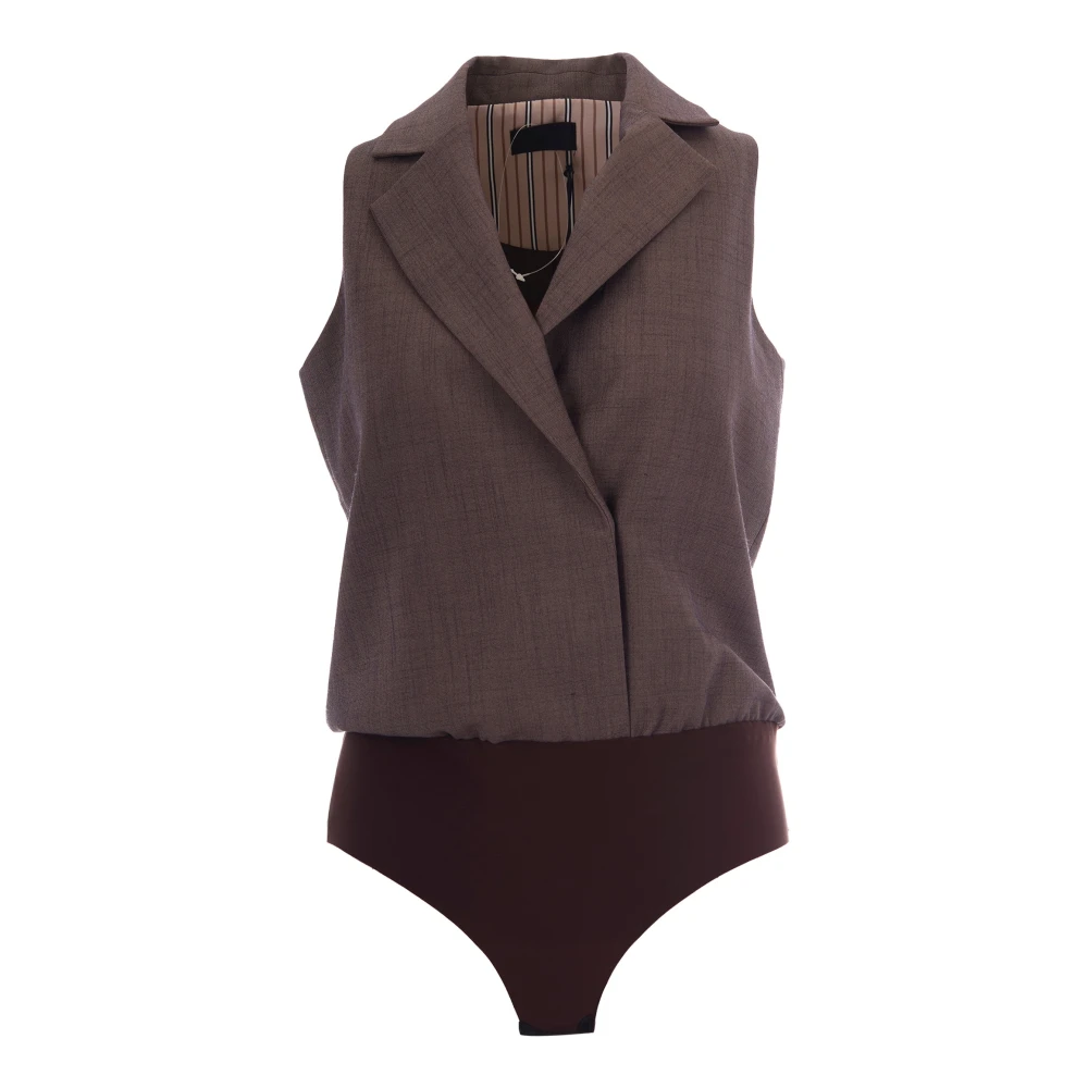 Liu Jo Vrouw Grijs Mélange Fabric Vest Bodysuit