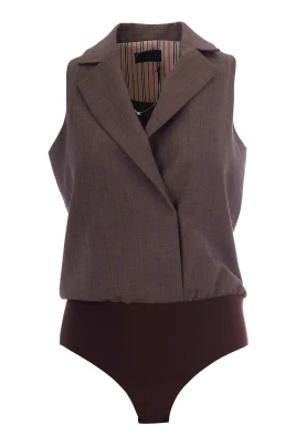 Mélange Fabric Vest Bodysuit