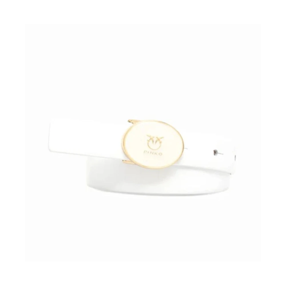 Pinko Women's White Round Enamel H2 Belt - Belts - L - Accessories