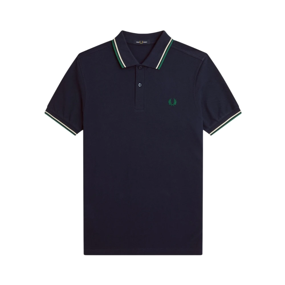 Fred Perry Blauw Poloshirt met Dubbele Streep Blue Heren