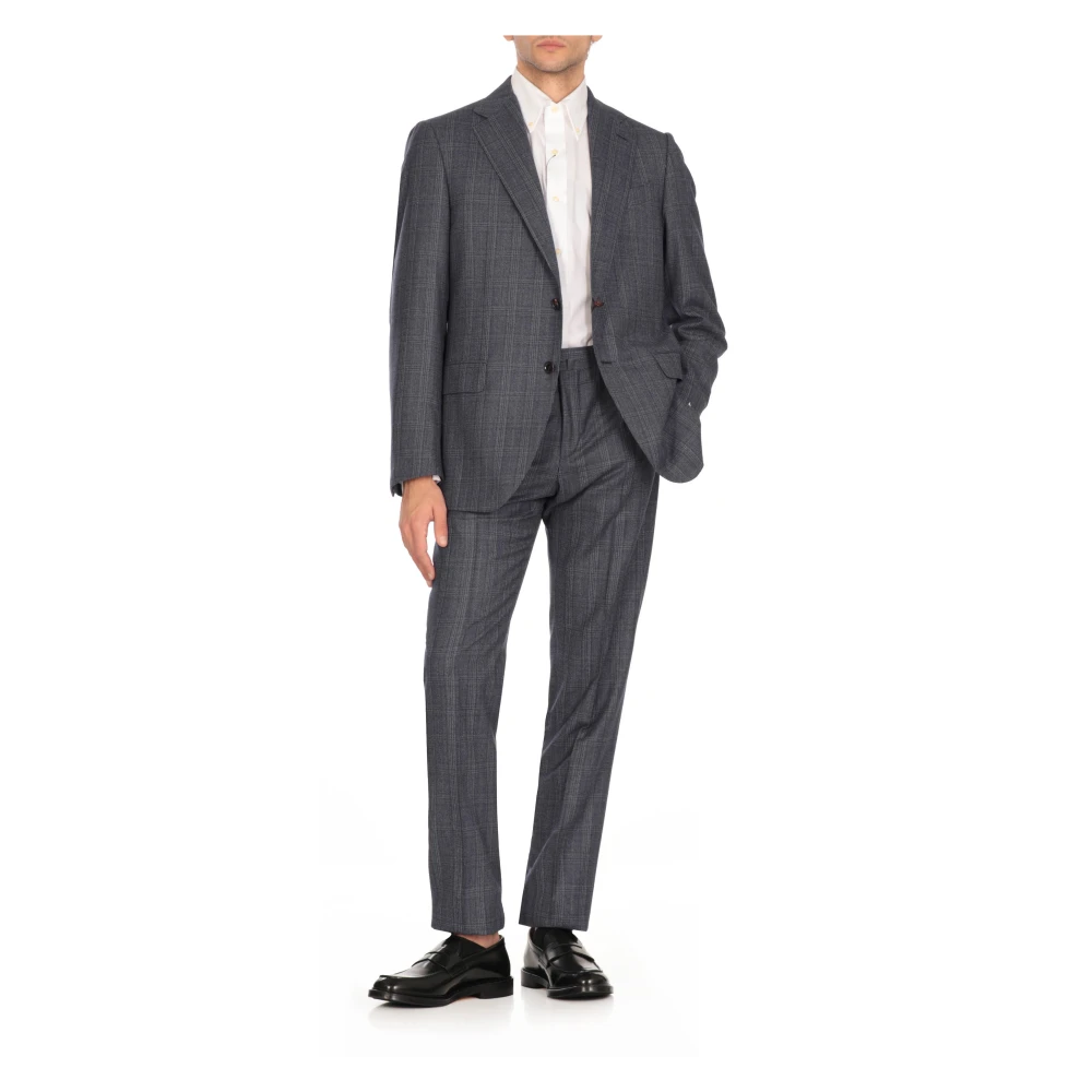 Caruso Blauw Wollen Pak Jas en Broek Blue Heren