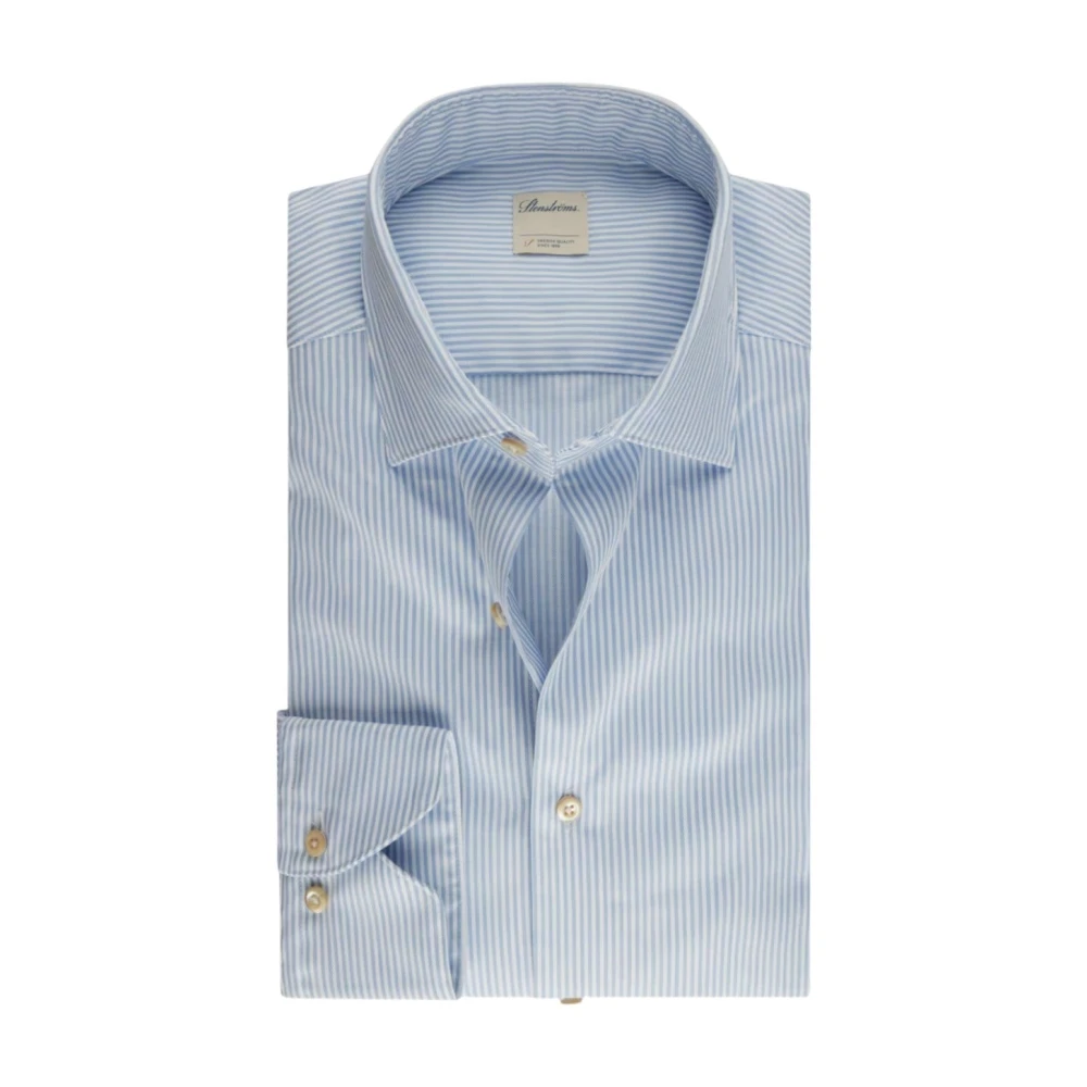 Stenströms Blauw Gestreept Twill Overhemd Blue Heren
