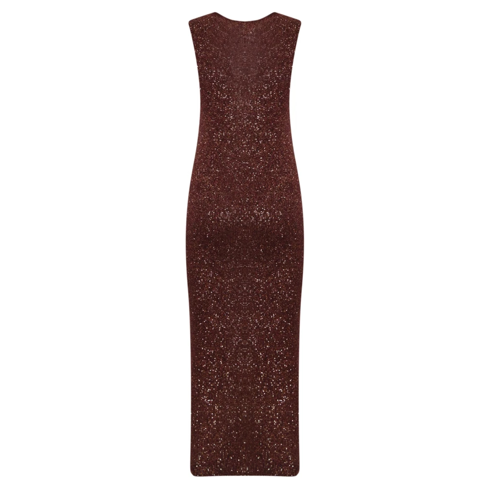 D.Exterior Paillet Midi Jurk Bordeaux Slim Fit Red Dames