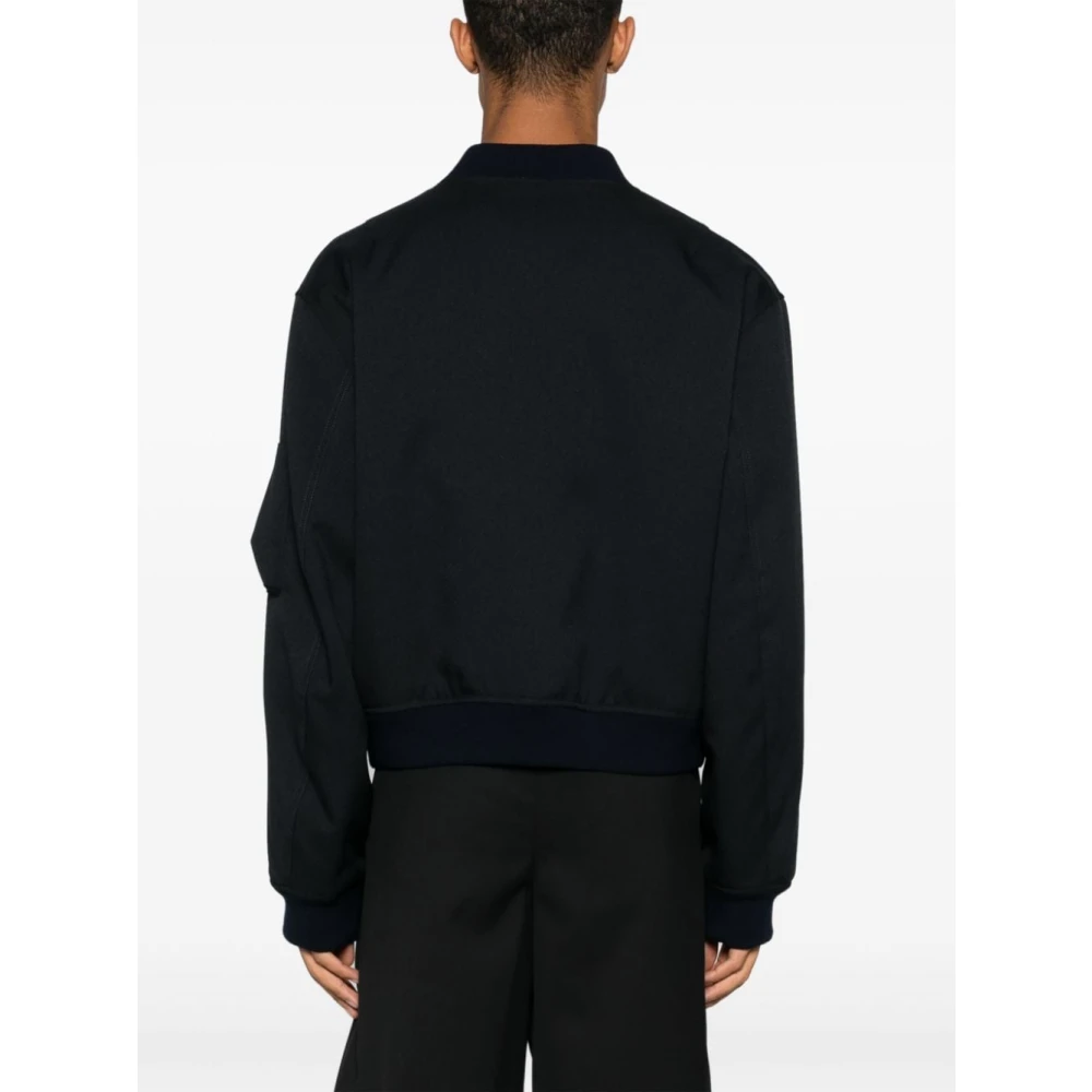 Jil Sander Blauwe Gewatteerde Jas met Ritssluiting Blue Heren