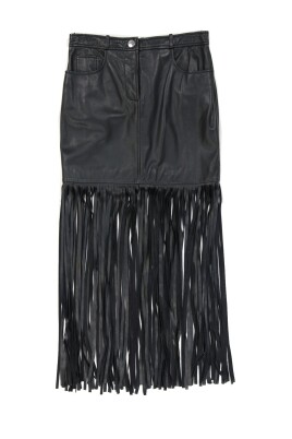 black-leather-fringe-skirt-aw24