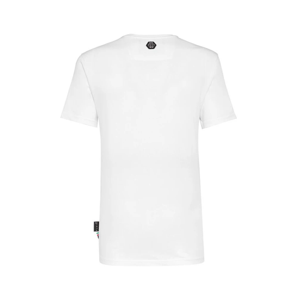Philipp Plein Witte Skull Kristal T-shirt Platinum Cut White Heren