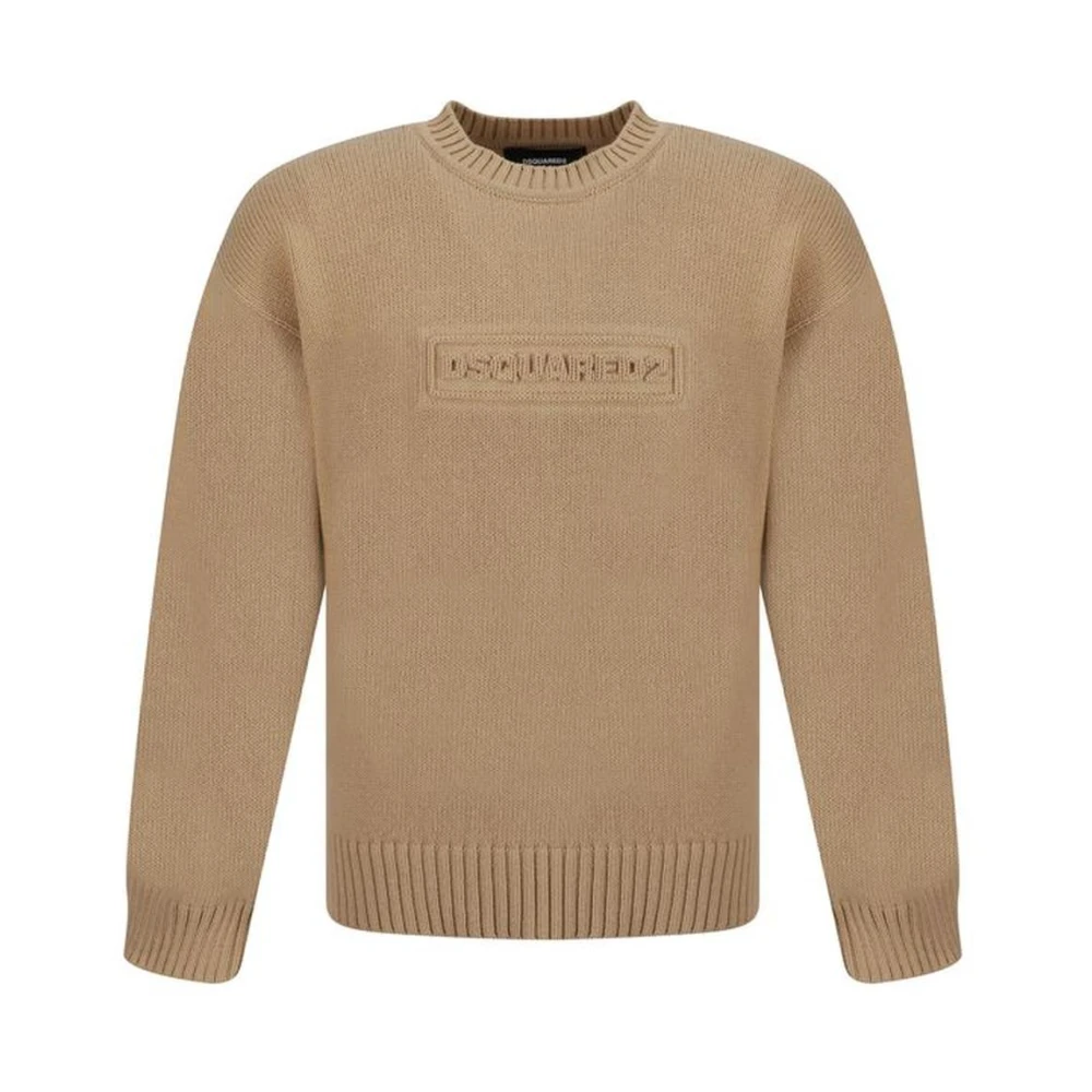 Dsquared2 Geborduurde Logo Katoenen Trui Brown Heren