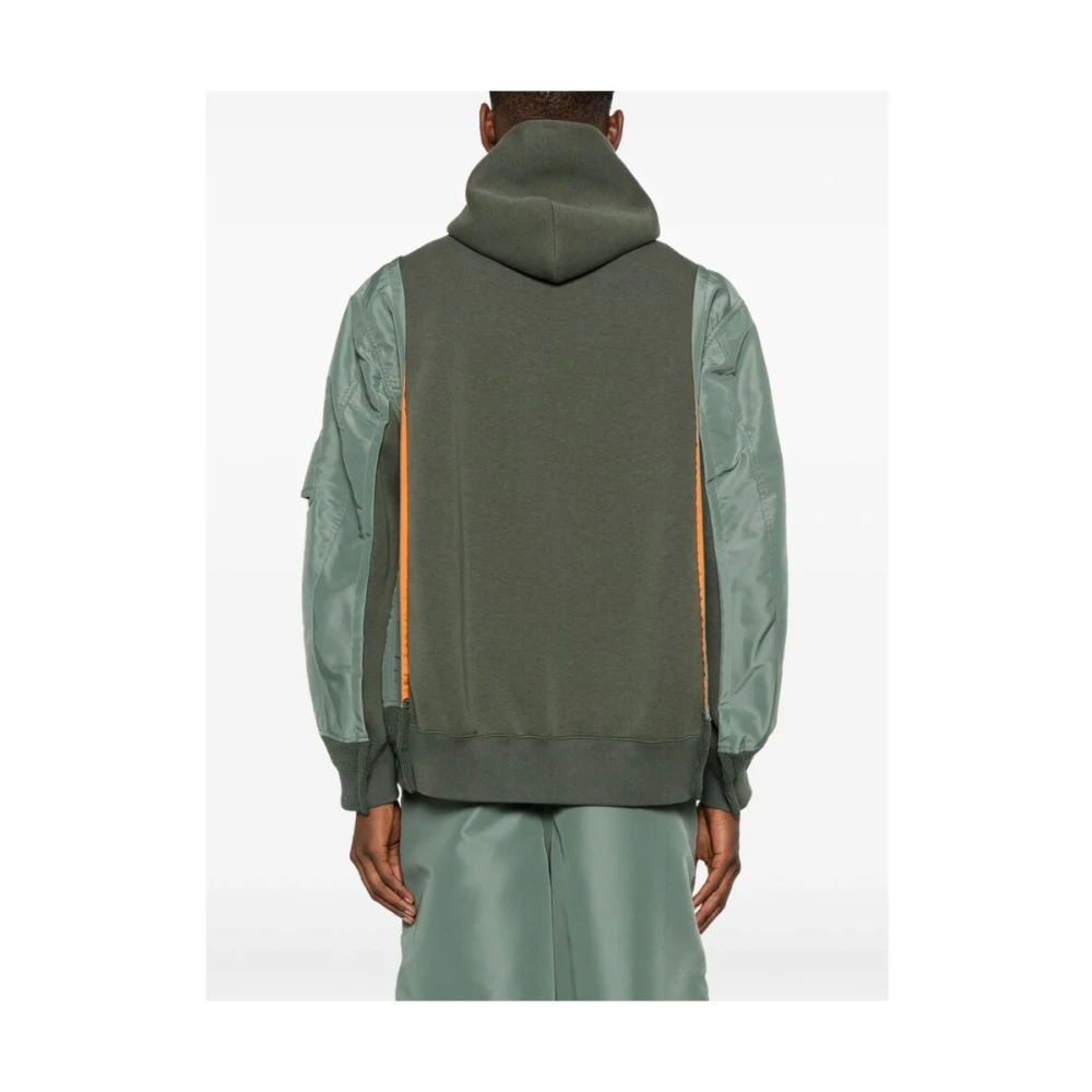 Sacai Groene Hoodie Paneelontwerp Green Heren