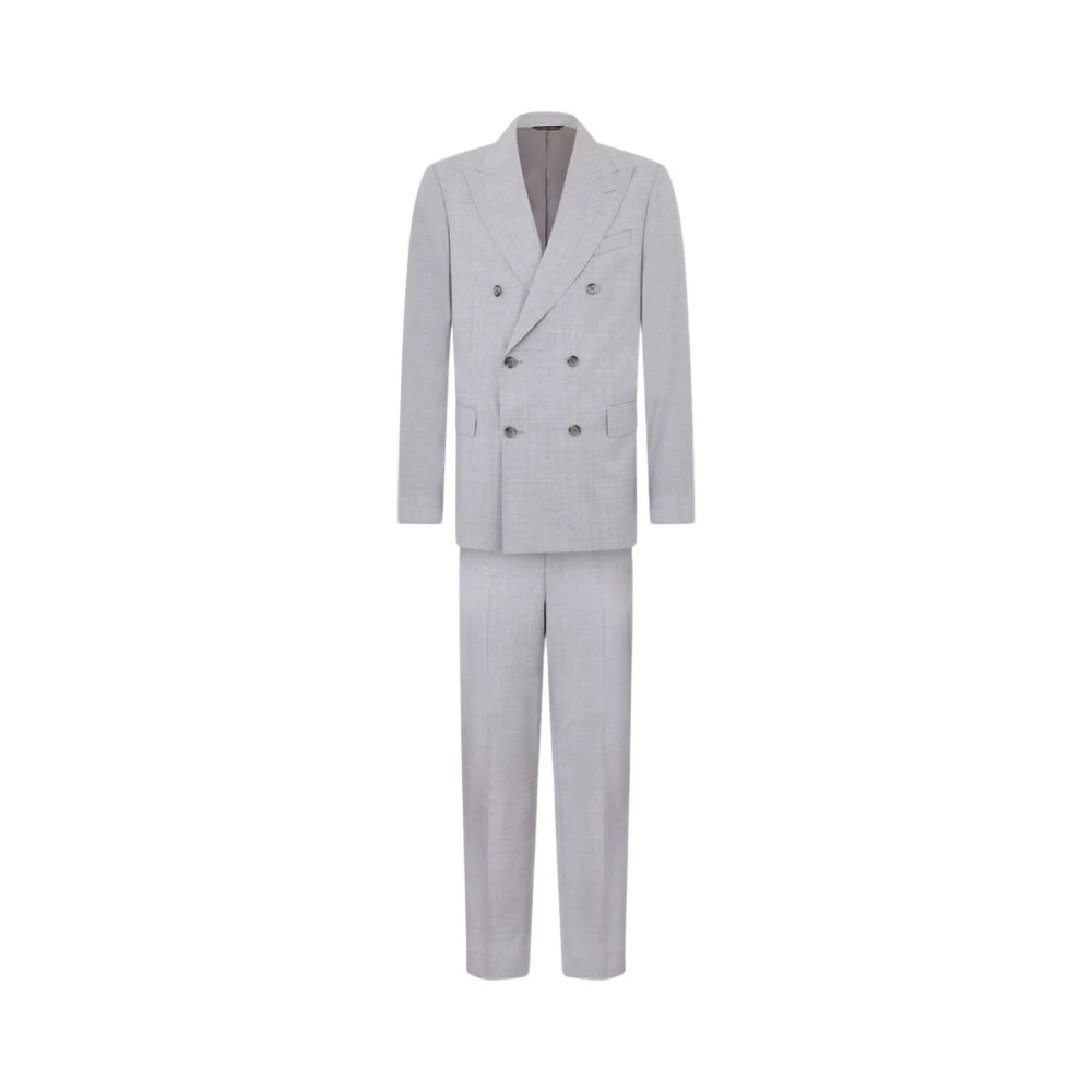 Brooks Brothers Men's Gray Double Breasted Weave Virgin Wool Suit - Double Breasted Suits - 3XL - Suits