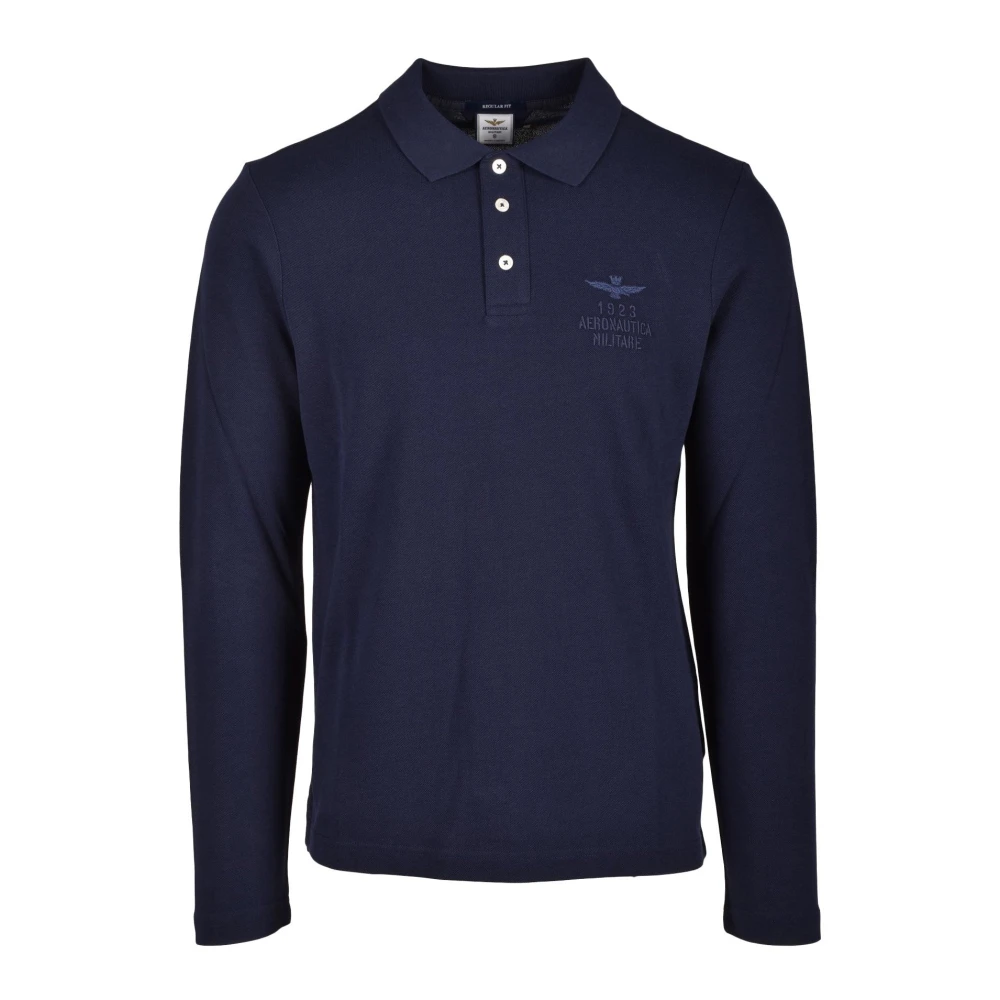 Aeronautica militare Militaire Stijl Katoenen Polo Blue Heren