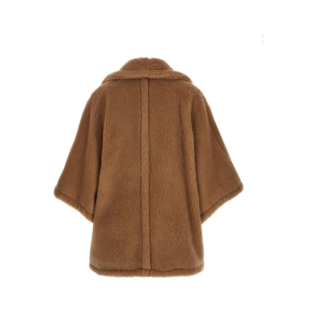 Max Mara Kameel Teddyjas met leren details Brown Dames