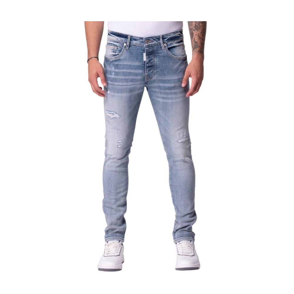 My Brand Navy White Distressed Jeans Blue Heren