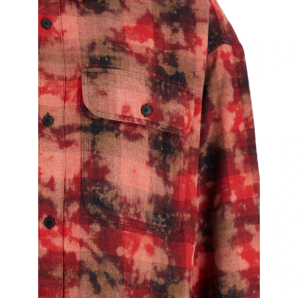Palm Angels Vintage Geruite Overhemd Multicolor Oversized Fit Multicolor Heren