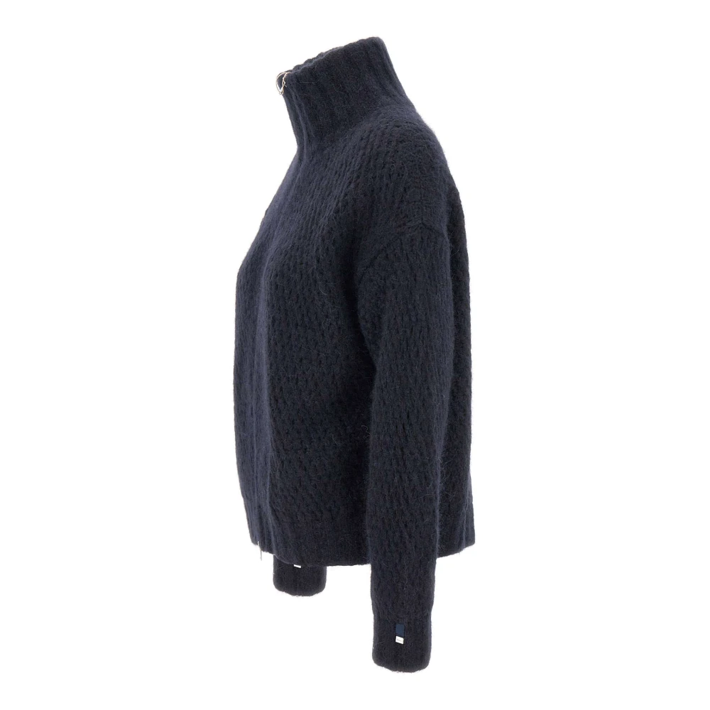 Herno Zachte Wol Alpaca Trui Navy Blauw Blue Dames