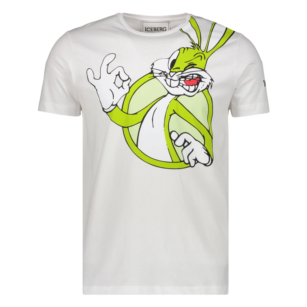 Iceberg Maxi Print Katoenen T-Shirt White Heren