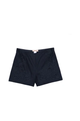 Shorts med broderade blommor