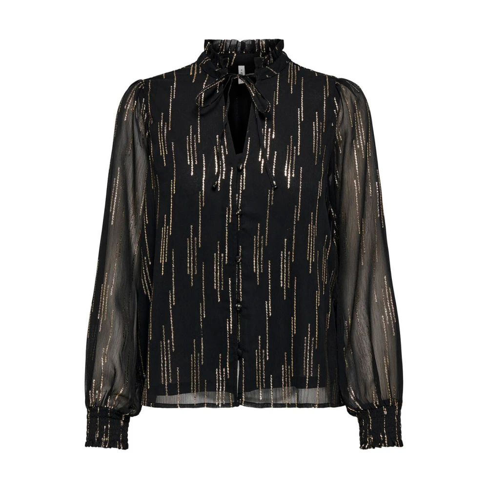 Only Lange mouw V-hals shirt Black Dames