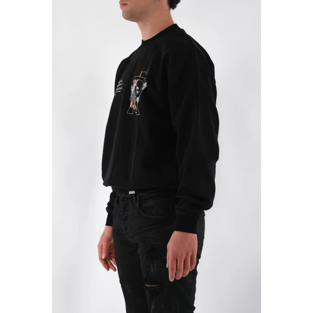 Represent Katoenen sweatshirt met voor- en achterprint Black Heren