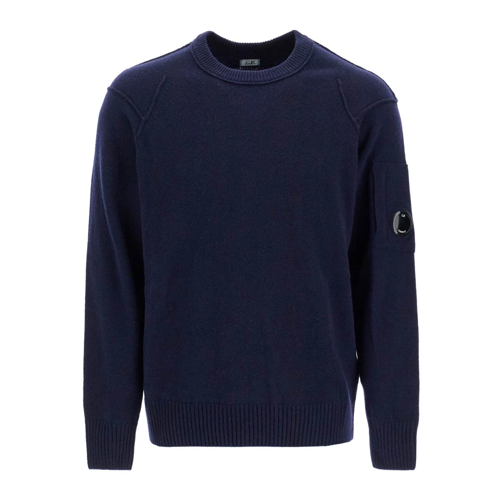 C.P. Company Crewneck Pullover van Wolmix met Lens Blue Heren