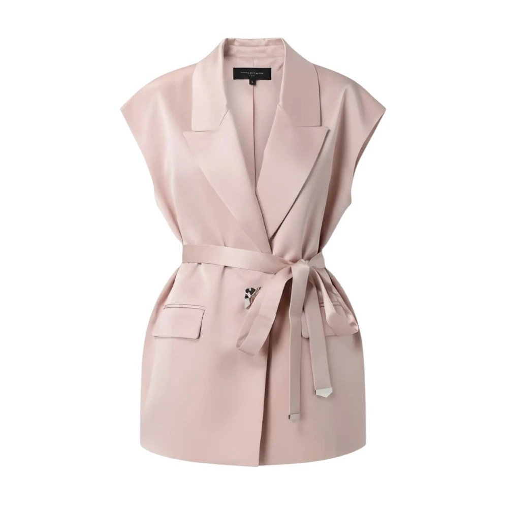 Pinko Women's Pink Sleeveless Satin Jacket - O - Waistcoats - Xs - Jackets