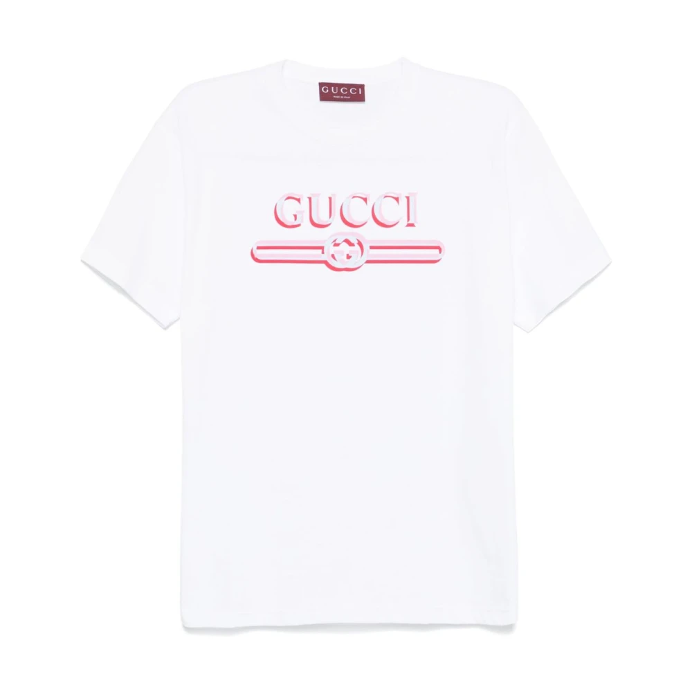 Gucci Witte Crew Neck T-shirts en Polos White Dames