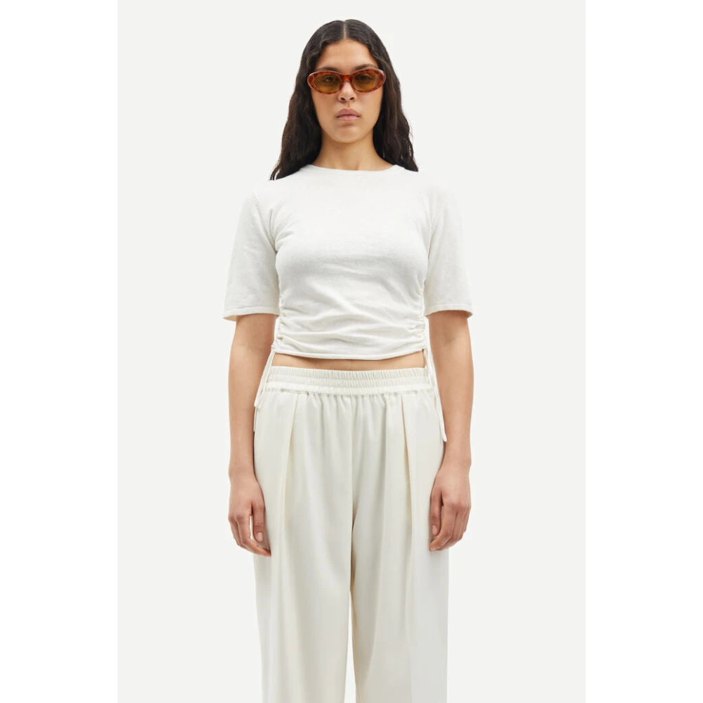 Samsøe Gebreid T-shirt met Strikdetails White Heren