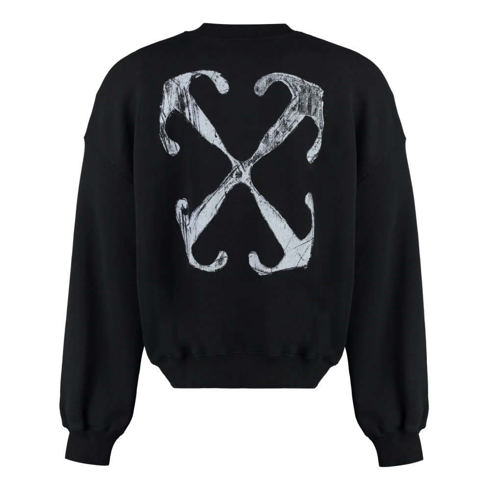 Off White Maxi Print Katoenen Sweatshirt Black Heren
