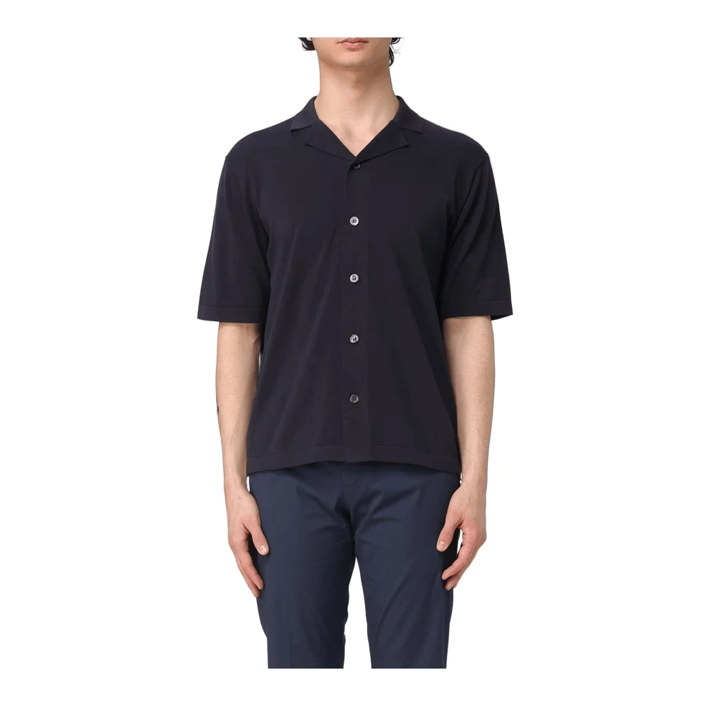 Aspesi Men's Blue Short-Sleeve Shirt - Short Sleeve Shirts - 2XL - Shirts