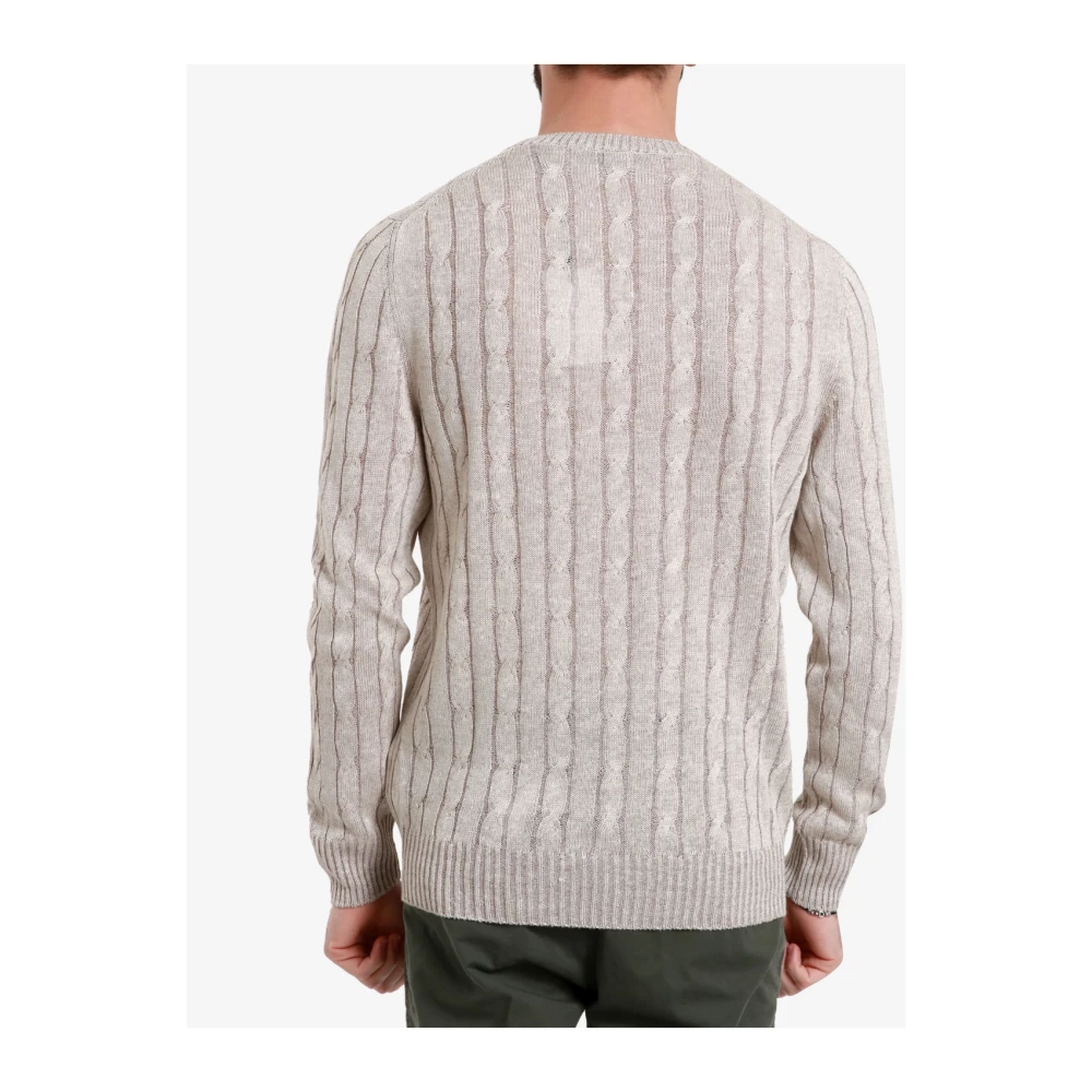 Gran Sasso Beige Linnen en Katoenen Trui met Vlechten Beige Heren