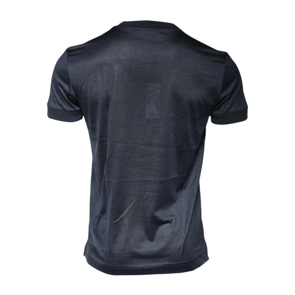 Dolce & Gabbana Luxe Blauwe Zijden Crew Neck T-Shirt Blue Heren