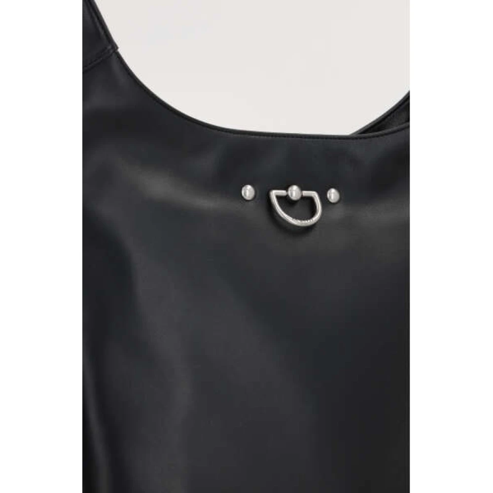 Durazzi Milano Zwarte leren schoudertas met zilveren hardware Black Dames