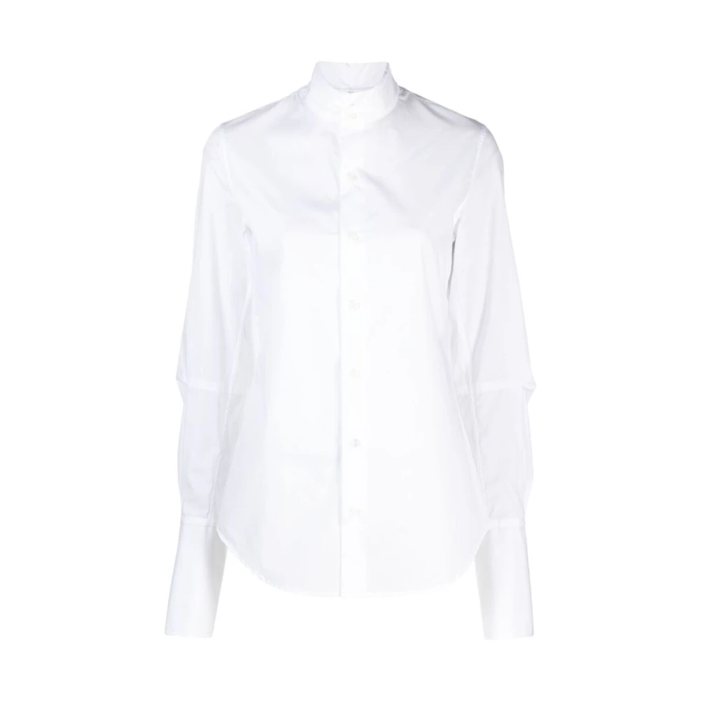 Ann Demeulemeester Witte Katoenen Overhemd met Pofmouwen White Dames