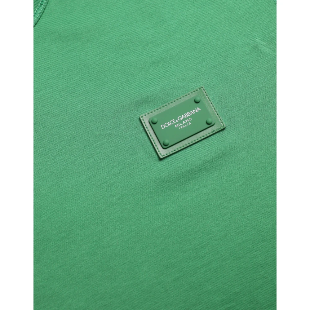 Dolce & Gabbana Groene Logo Patch Katoenen T-shirt Green Heren