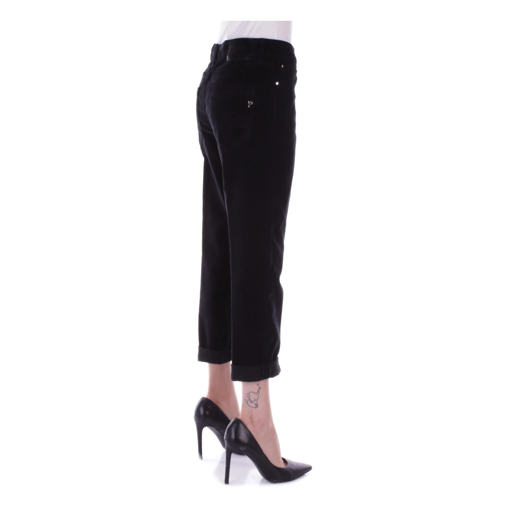 Dondup Zwarte broek met zijlogo Black Dames