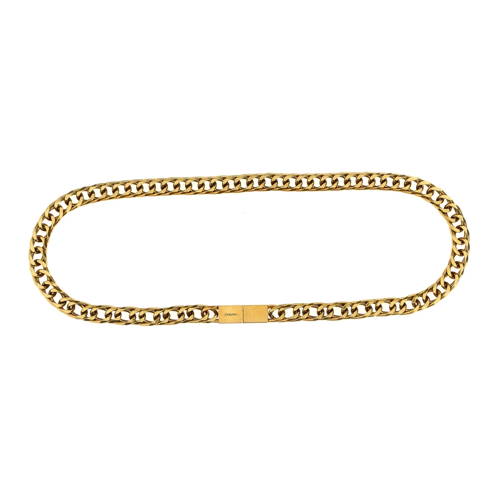 Saint Laurent Women's Yellow Belts, 95 Cm, Thin Chain Belt