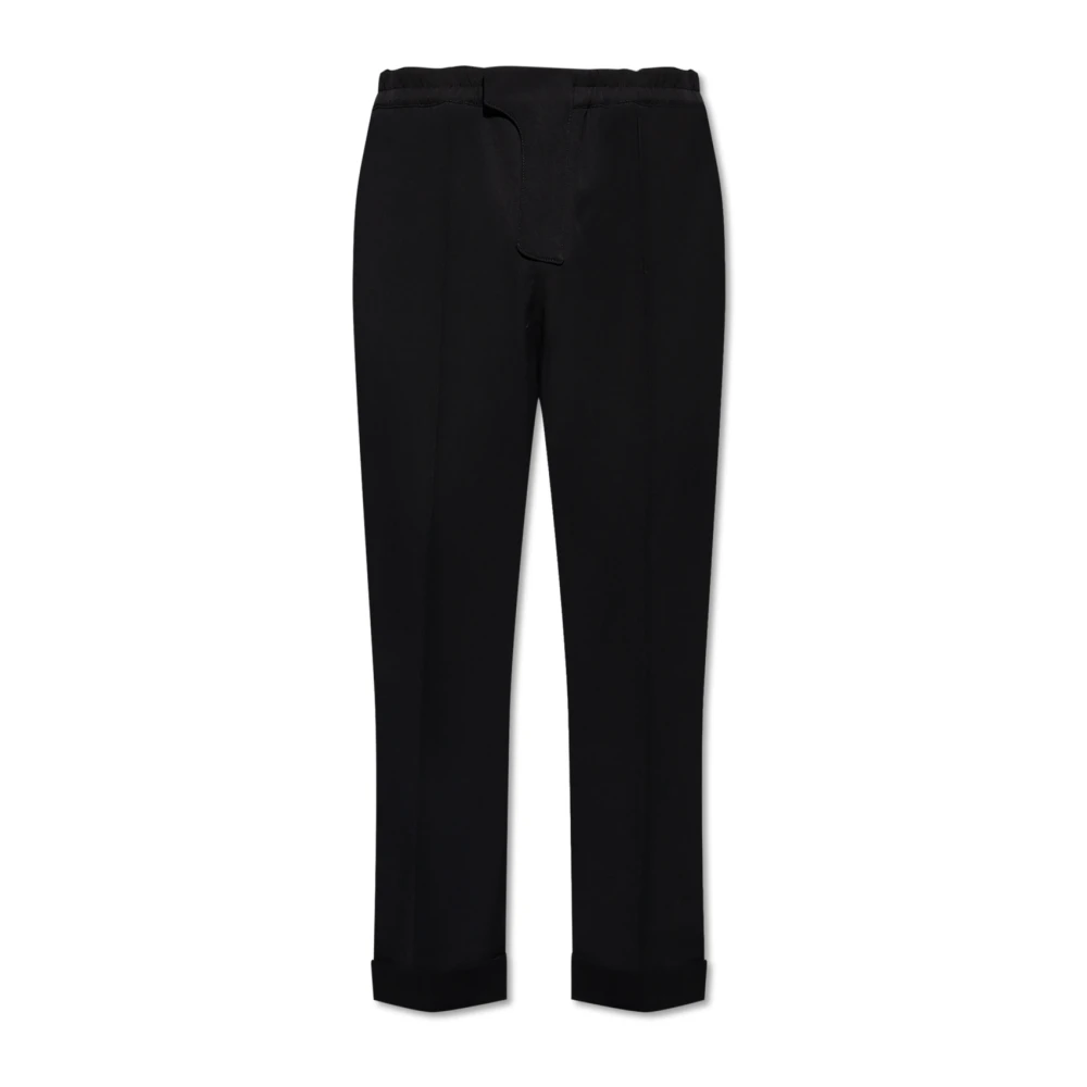 Balmain Wollen broek met stiksels op de benen Black Heren