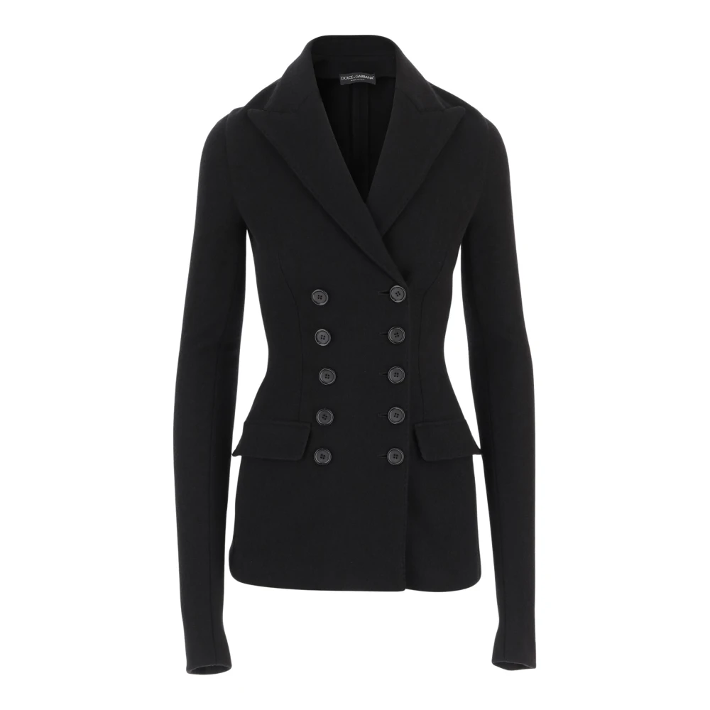 Dolce & Gabbana Women's Black Wool Peaked Lapel Double-Breasted Jacket